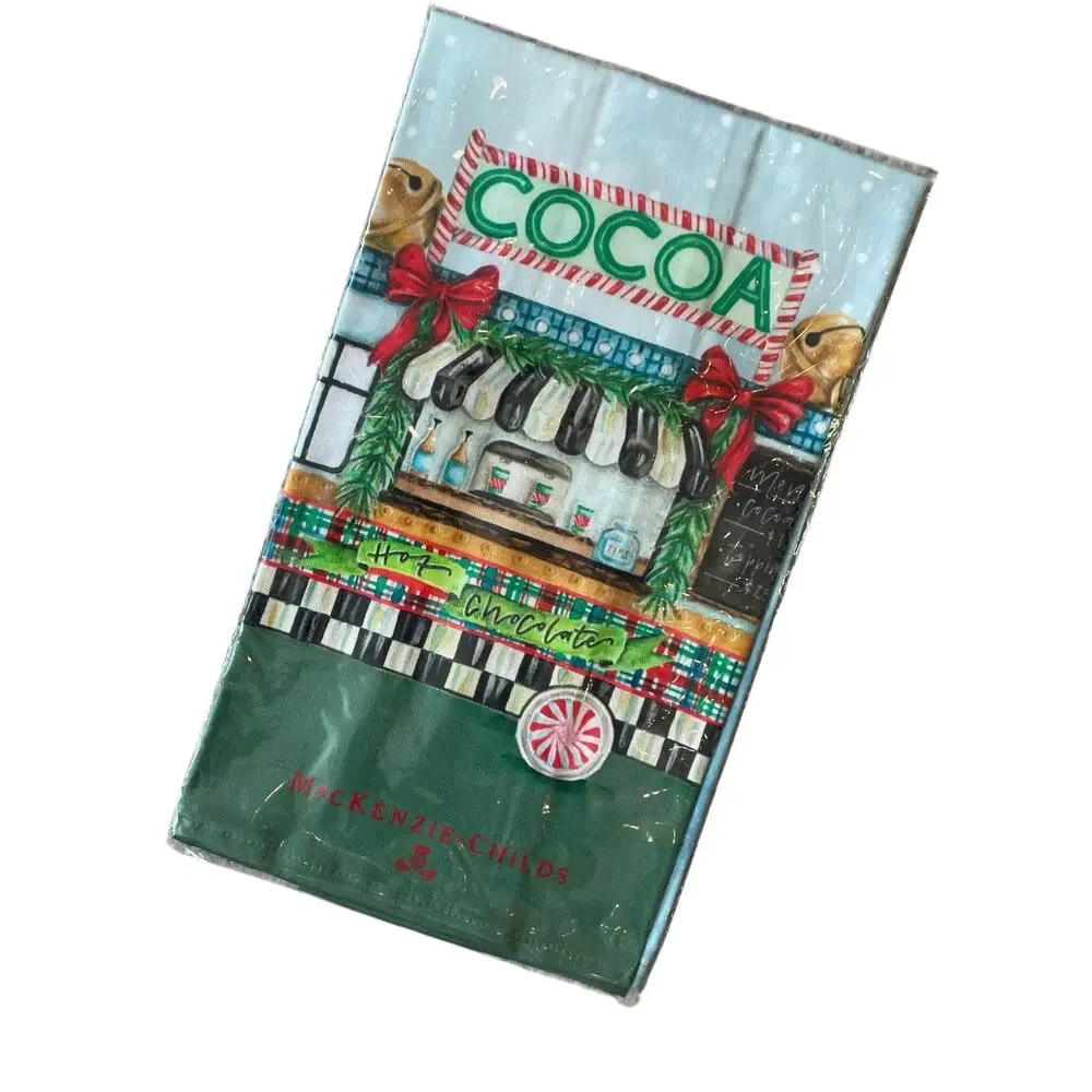 NEW Mackenzie-Childs Hot Cocoa Food Truck Kitchen Dish Towel 18x26 Cotton